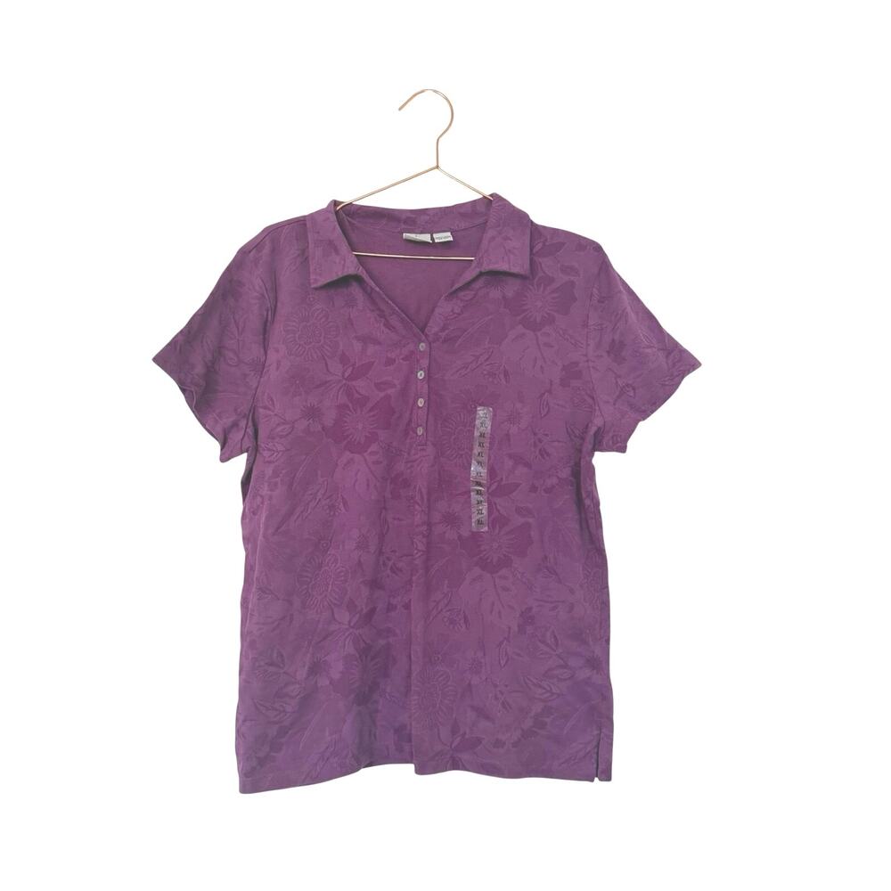 Caribbean Joe Women's Short-Sleeve Polo Top in Deep Purple